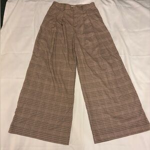 Anthropologie Houndstooth Pleated Wide Leg Trousers